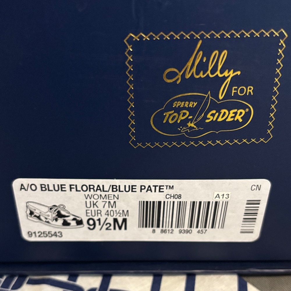 Milly for Sperry Navy and White Floral Sneakers - Picture 2 of 7